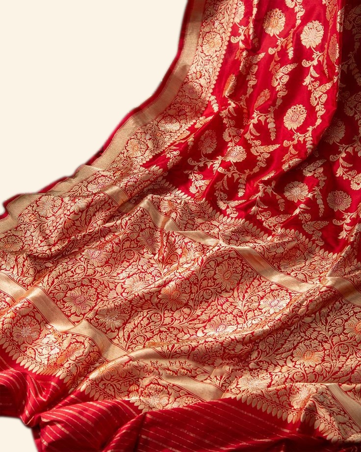 Red and gold Banarasi silk saree
