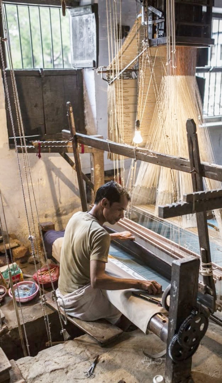 Weaver at the handloom
